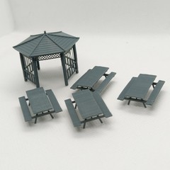 1/72 Miniature 5-Piece Set Town Park 3D Picnic Table Models For Railway Train
