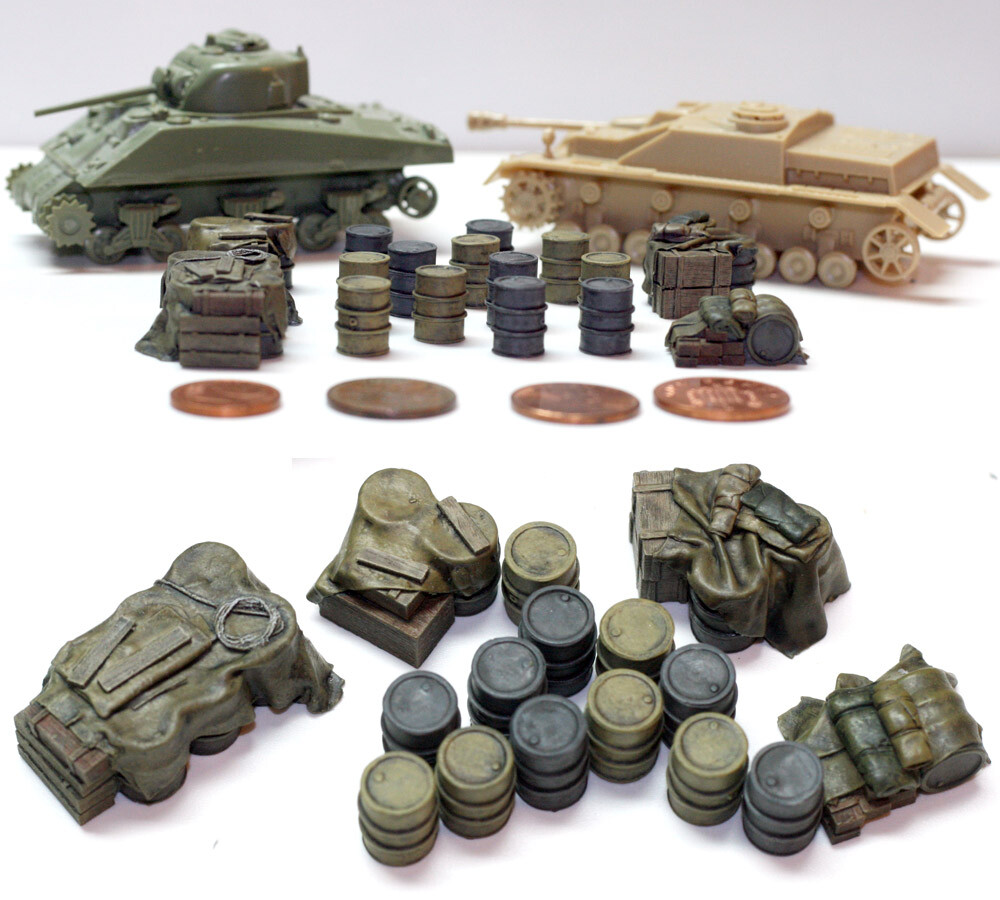 1/72 Scale Resin – Fuel Drums Sets – German 16 Pieces – Value Gear Details