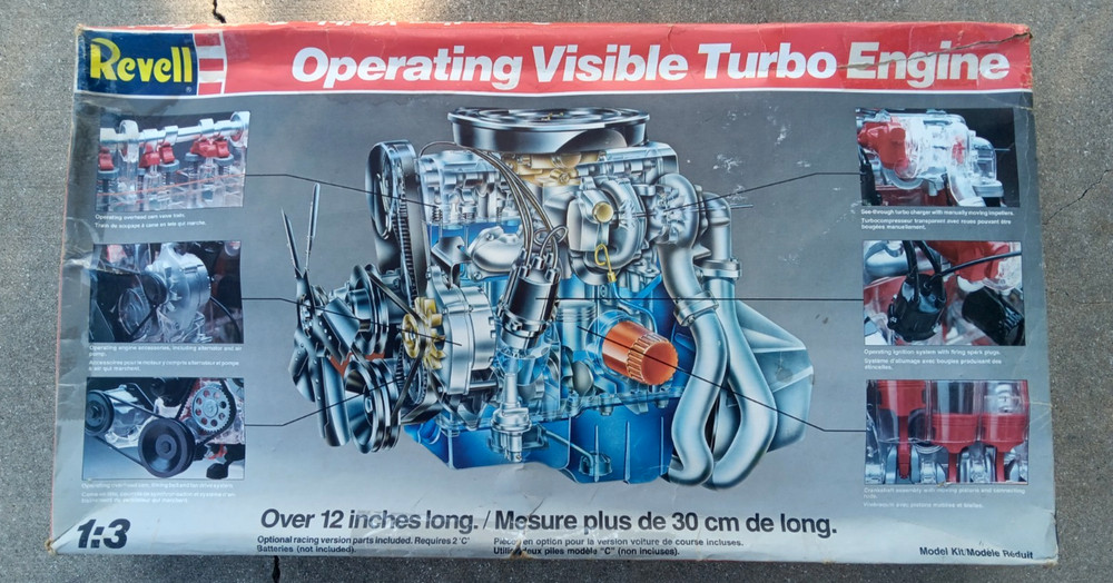 1985 Revell Operating Visible Turbo Engine Model Kit #8879 Open Box Sealed Bags