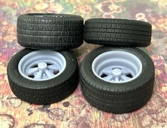 1/24 Scale: 17-inch “Cragar SS” wheels W/ Wide Rear Tires; Resin 1/25