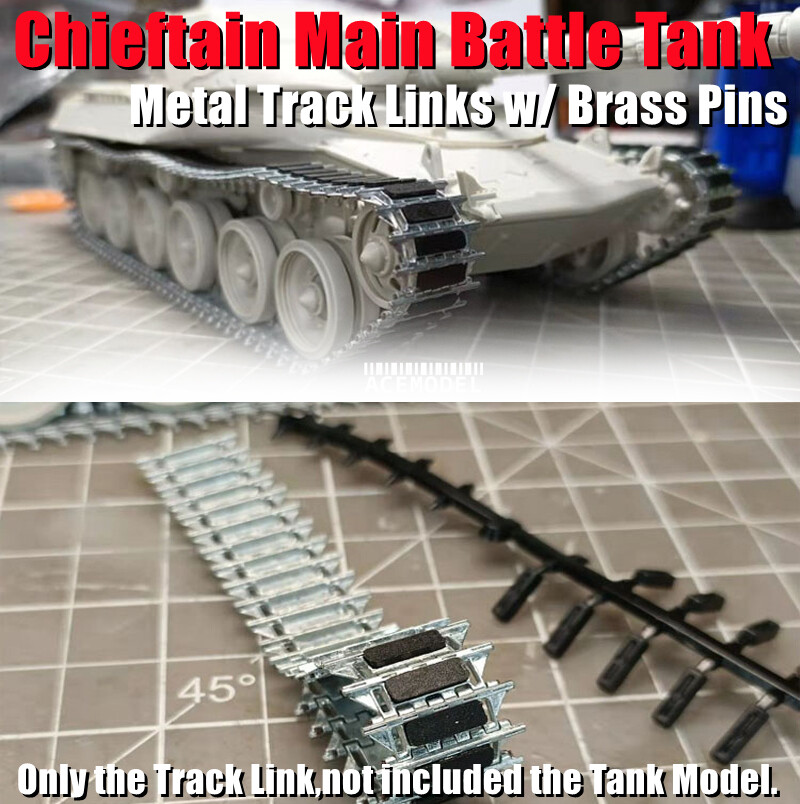 1/35 British Army Chieftain Tank Metal Track Links w/Pins for TAKOM/Tamiya/Meng