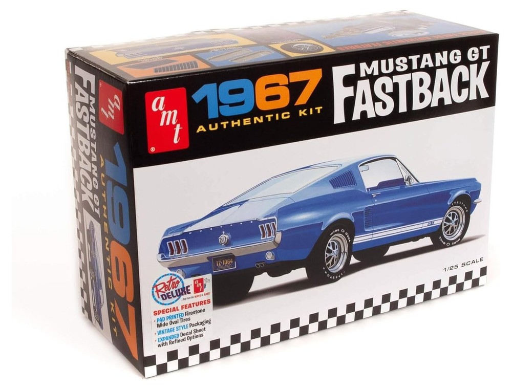 AMT Round 2 1967 Ford Mustang GT Fastback 1:25 standard size, Multicolored