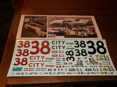 Charlie Glotzbach #38 1970 CITY DODGE Coronet 1/24th scale decals LoboGraphix