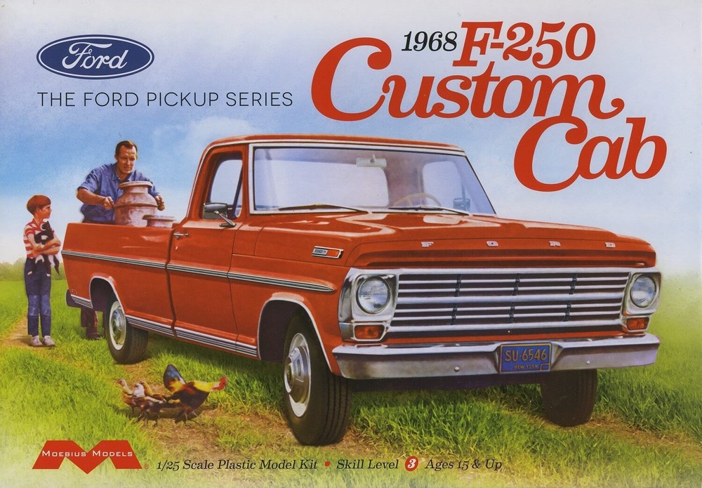 Moebius 2564 1/25 1968 Ford F‑250 Custom Cab Plastic Model Kit
