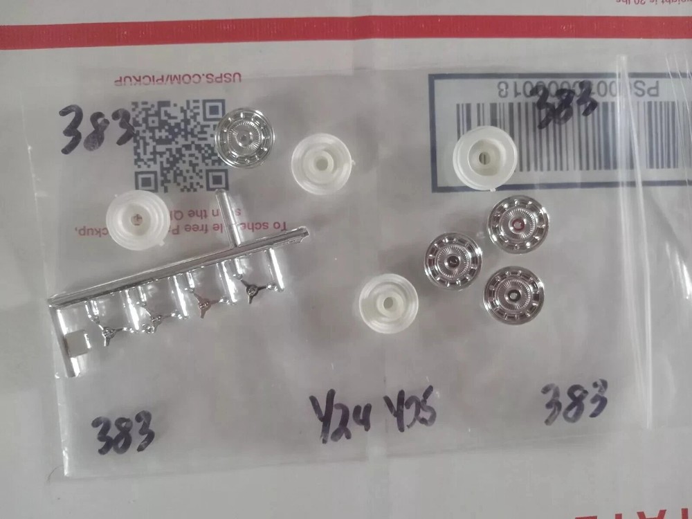 Four (4) Chrome Wheels scale unknow (Parts only) Package # 383