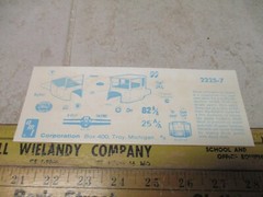 AMT 1925 Model T Ford Authentic 1:25 MODEL KIT TROPHY SERIES 2225-200 Decal Shee