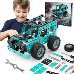 TANMGIN Erector Sets for Boys Age 8-12, Metal Model Car Kits 5.7 inches, Blue