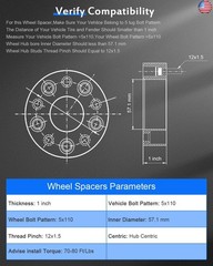 ECCPP 4PCS 5 Lug 1 inch Hubcentric Wheel Spacers 5x100mm to 5x100mm 57.1 bore
