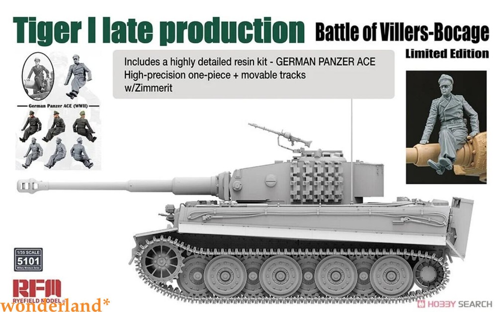 Rye Field 5101 1/35 TIGER I Late Battle of Villers-Bocage Zimmerit & Panzer Ace