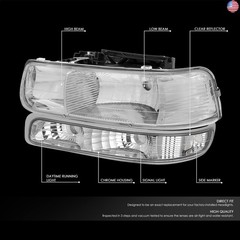 DNA MOTORING HL-OH-CS99-4P-CH-CL1 Headlight Assembly Compatible with 99-02