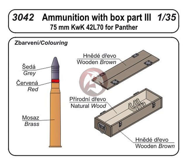 CMK 1/35 7.5 cm KwK 42 L/70 Ammunition with Box Part 3 (for Panther) 3042