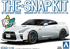 Aoshima 1/32 The Snap Kit Nissan GT-R White pearl Color Coded from Japan 1759