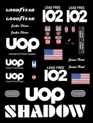 #102 UOP Shadow Can Am James Hunt or Jackie Oliver 1/24th – 1/25th Scale Decals