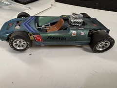 MSH- AMT Piranha Rear Engine Funny Car 1/25 Scale Plastic Model Mounted on H&R