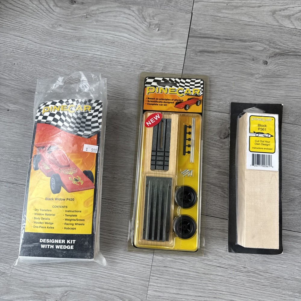 Woodland Scenics Pine Car Block P361, P3925 Speed Car Race, P420 Black Widow Kit