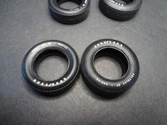 1:25 scale pad printed GOODYEAR Good Year Polyglas GT Tires 2X Front + 2X Rear