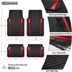 Heavy Duty Rubber Car Mats Metallic, Aluminum Film All Weather Floor Mats Waterp