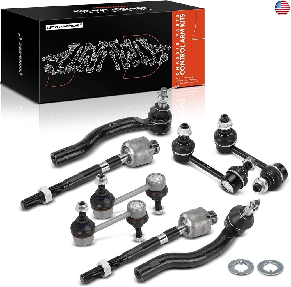 A-Premium Set of 8, Front & Rear Sway Bar Link, Front Inner Outer Tie Rod