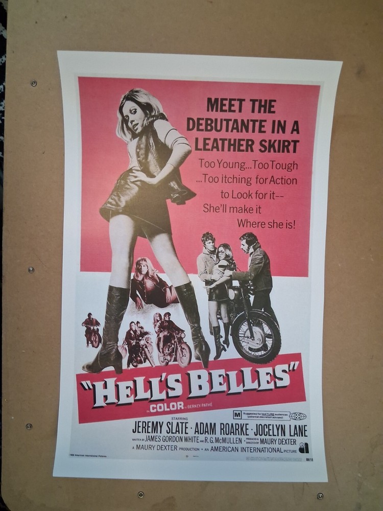 Very cool vintage 1960’s Hells Belles chicks poster 30 yr old reprint GREAT