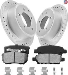 Anpulsero Rear Automotive Replacement Brake Kit, Drilled Slotted Brake Rotors +