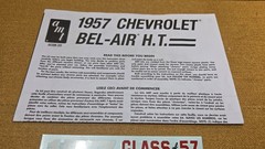 1957 CHEVY BEL AIR DECALS & INSTRUCTIONS & BOX 1/25 AMT NEW Model Kit PARTS