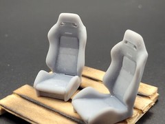Recaro R3 mini bucket seats for 1/24 and 1/25 scale model cars (2pac)