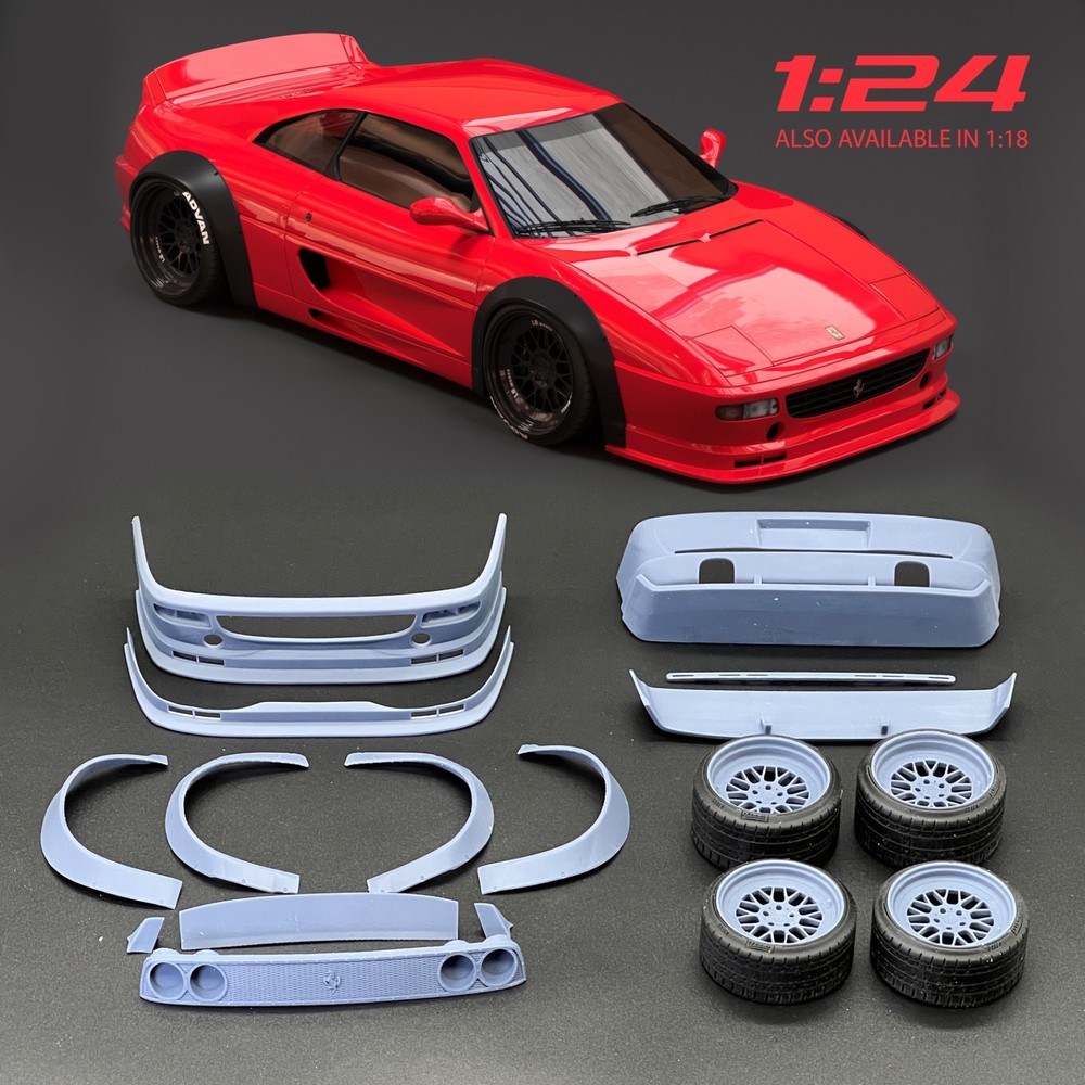 1:24 Ferrari F355 LB Widebody Kit with Wheels Transkit For 355 Fujimi & Diecast