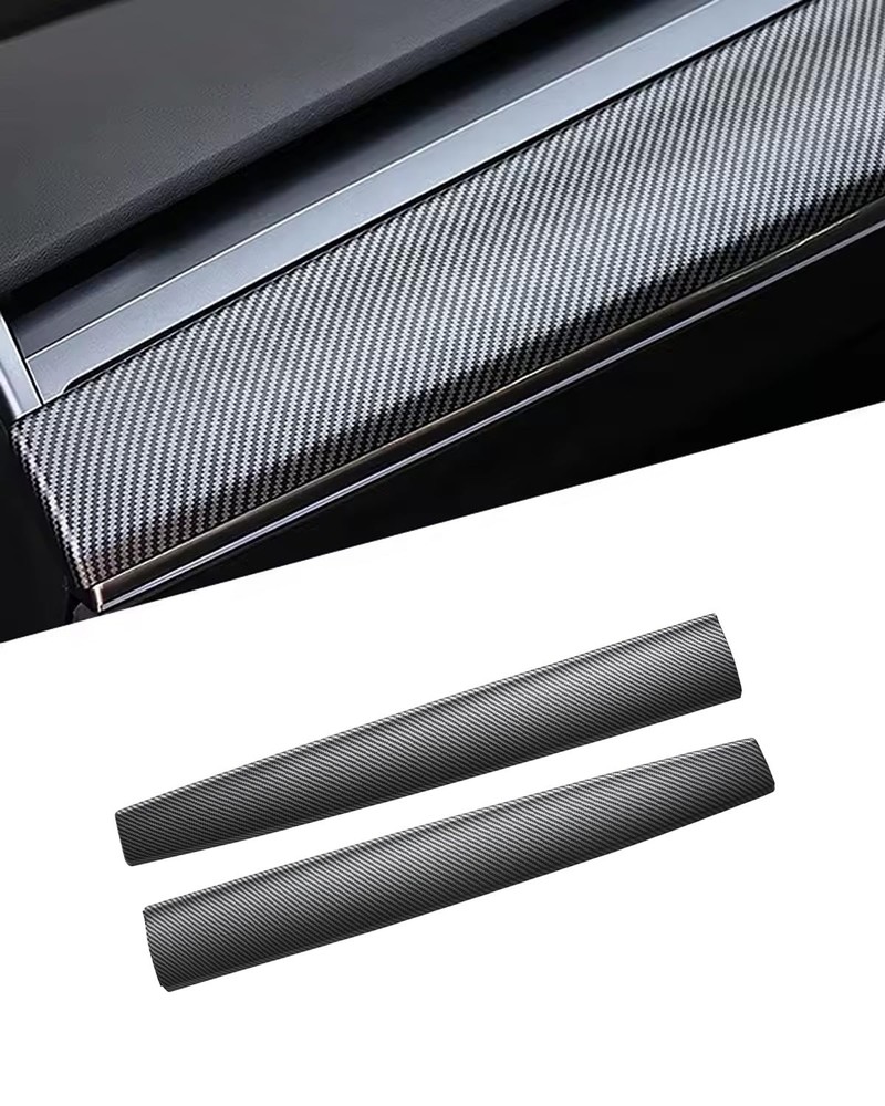 Tesla Model 3 Y Dashboard Cover Front Door Cover Matte Carbon Fiber 2pcs