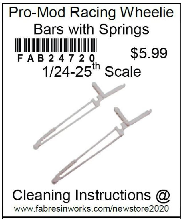 Pro-Mod Drag Racing Wheelie Bars with Springs Pressure Cast Resin FAB24720