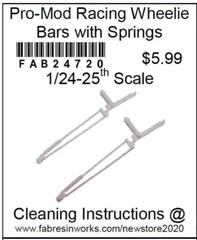 Pro-Mod Drag Racing Wheelie Bars with Springs Pressure Cast Resin FAB24720