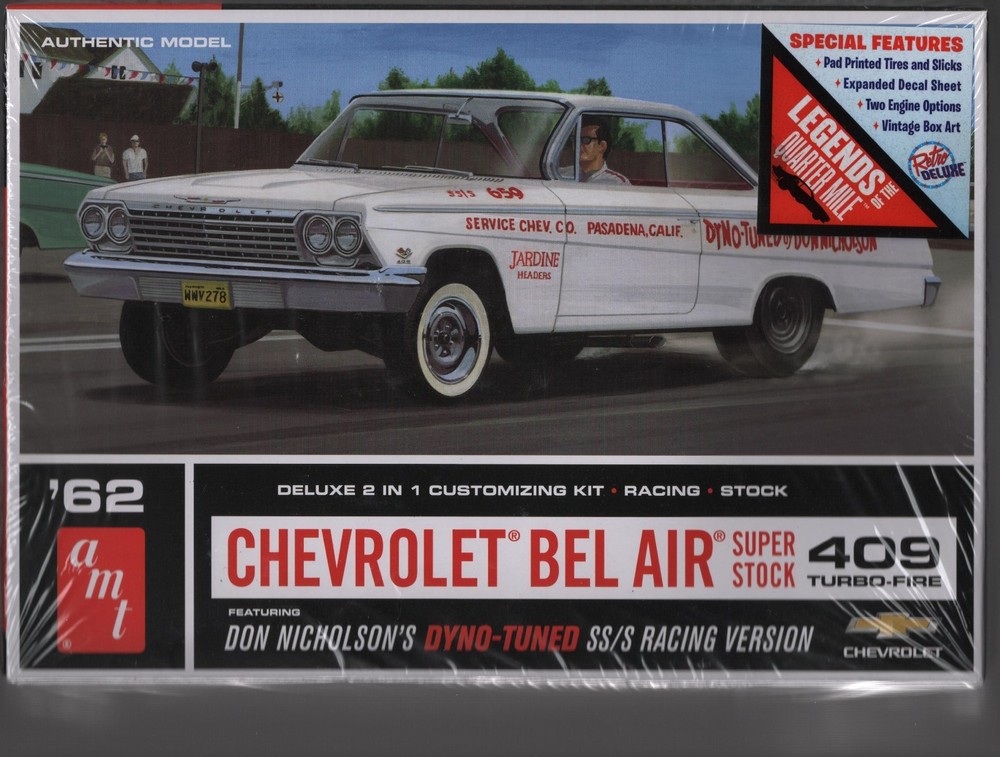AMT ’62 CHEVROLET BEL AIR SUPER STOCK 409 MODEL KIT FACTORY SEALED – FREE SHIP!