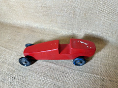 Vintage Pinewood Derby Race Car Wooden Handpainted Red Grand Prix boy scouts