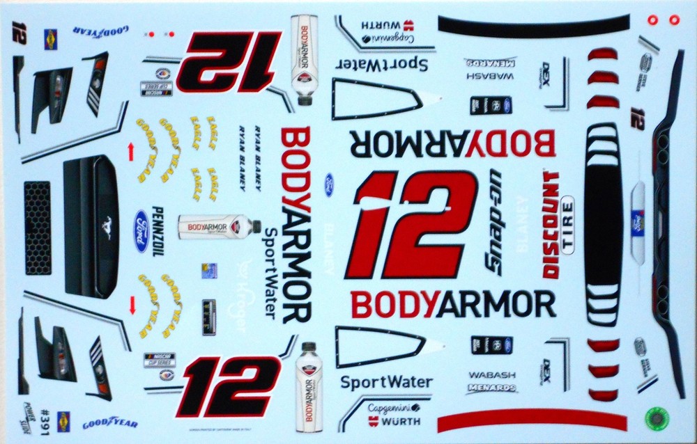 POWERSLIDE 391 #12 BODY ARMOR 2023 FORD MUSTANG RYAN BLANEY 1/24 ATLANTA