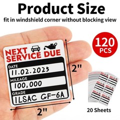 Mkobon 120 Pcs 2×2 Inches Oil Change Stickers, Next Service 2*2 inches, Black
