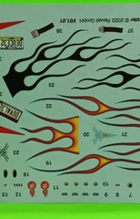 Decal Sheet Custom Flames Pinstripes 1/25 1932 32 Ford Roadster Hot Rod Rat