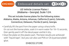 1:24 3D License Plates for scale model Cars Alabama Georgia