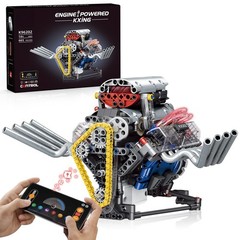 DIY V8 Engine Model Kit – App-Controlled, Visible Motor & Lights, STEM Toy 14+