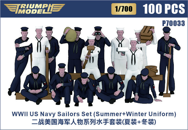 Triumph P70033 1/700 WW II US Navy Sailors Set 100 PCS (Summer+Winter Uniform)