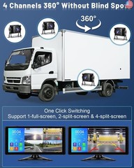 Roinvou 4K RV Backup Camera System, 10.36” Touchscreen DVR Quad Split Monitor