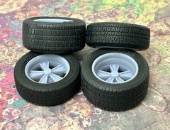 1/24 Scale: 17-inch “Hurst” wheels W/ Wide Rear Tires; Resin 1/25