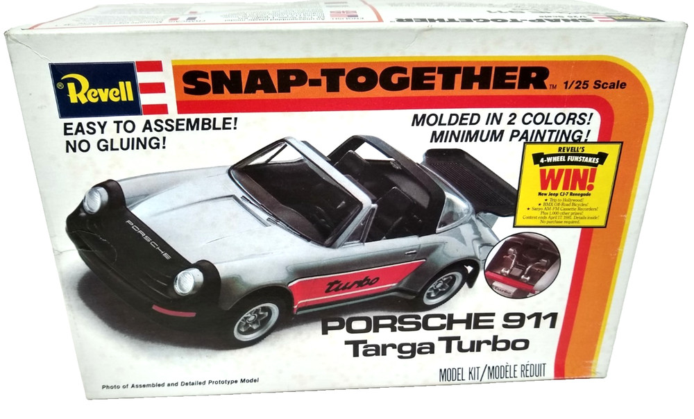 Revell Porsche 911 Targa Turbo Snap-Together 1/25 Model 6212 1980 USA Complete