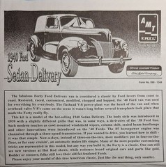 40 FORD SEDAN DELIVERY – INSTRUCTION SHEET – AMT T769 – MODEL CAR KIT PARTS LOT
