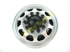 B Set 1/14 R/C 3-Axle 6X4 Tractor Truck ALLOY WHEELS BLACK Rims re Tamiya