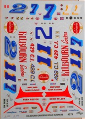 POWERSLIDE 379 #2/#7/#11 KILBOURNE GARDENS 1973 ROAD RUNNER NASCAR 1/25 DECAL