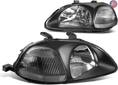 DNA MOTORING Pair Headlight Assembly Compatible With 1996-1998 Honda Civic,