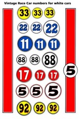 Race Car Numbers – Can Am – F1 – SCCA 1/18th Scale Waterslide Decal