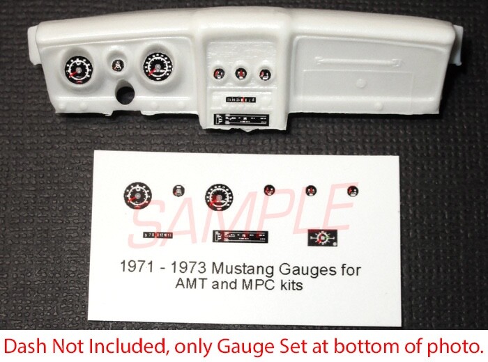1971 – 1973 FORD MUSTANG GAUGE FACES for 1/25 scale AMT and MPC kits—PLEASE READ