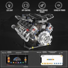 Visible Car Engine Model Kit V8 Engine Kit with Motor and Working Motor
