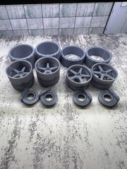 1/18 Scale Resin Super Wide 3D Printed Wheel Set