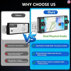 Single Din Radio Car Stereo with Wireless Apple CarPlay,Single Din Touchscreen
